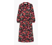 Vanessa-B floral-print silk crepe de chine shirt dress - Black