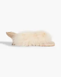 SLEEPER Pom feather-embellished leather mules - White White