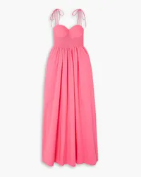 STAUD Landry shirred cotton-blend poplin maxi dress - Pink Pink