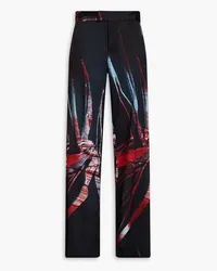 Louisa Ballou Printed silk-blend satin wide-leg pants - Blue Blue