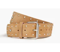 Embellished suede belt - Brown