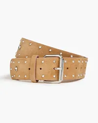 Maje Embellished suede belt - Brown Brown