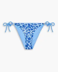 Heidi Klein Tuscany floral-print stretch-piqué low-rise bikini briefs - Blue Blue