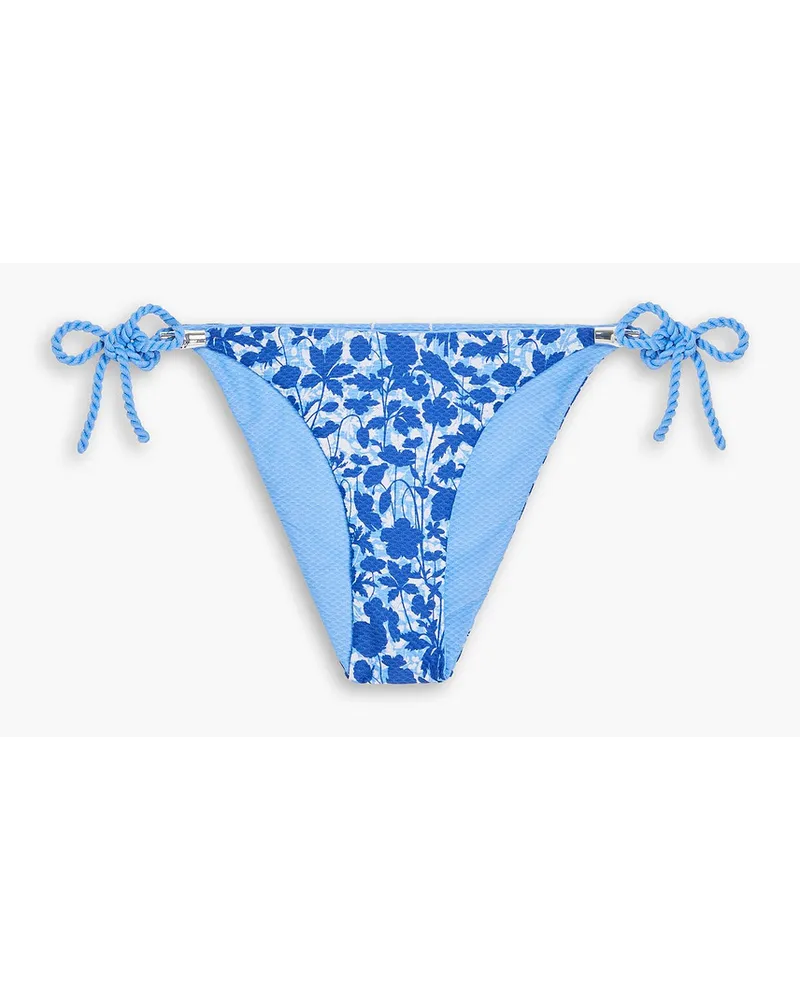 Heidi Klein Tuscany floral-print stretch-piqué low-rise bikini briefs - Blue Blue