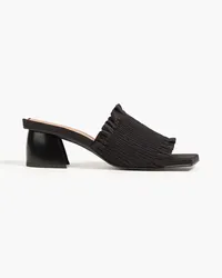 Ganni Shirred satin mules - Black Black