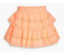 Ruffled tiered cotton mini skirt - Orange