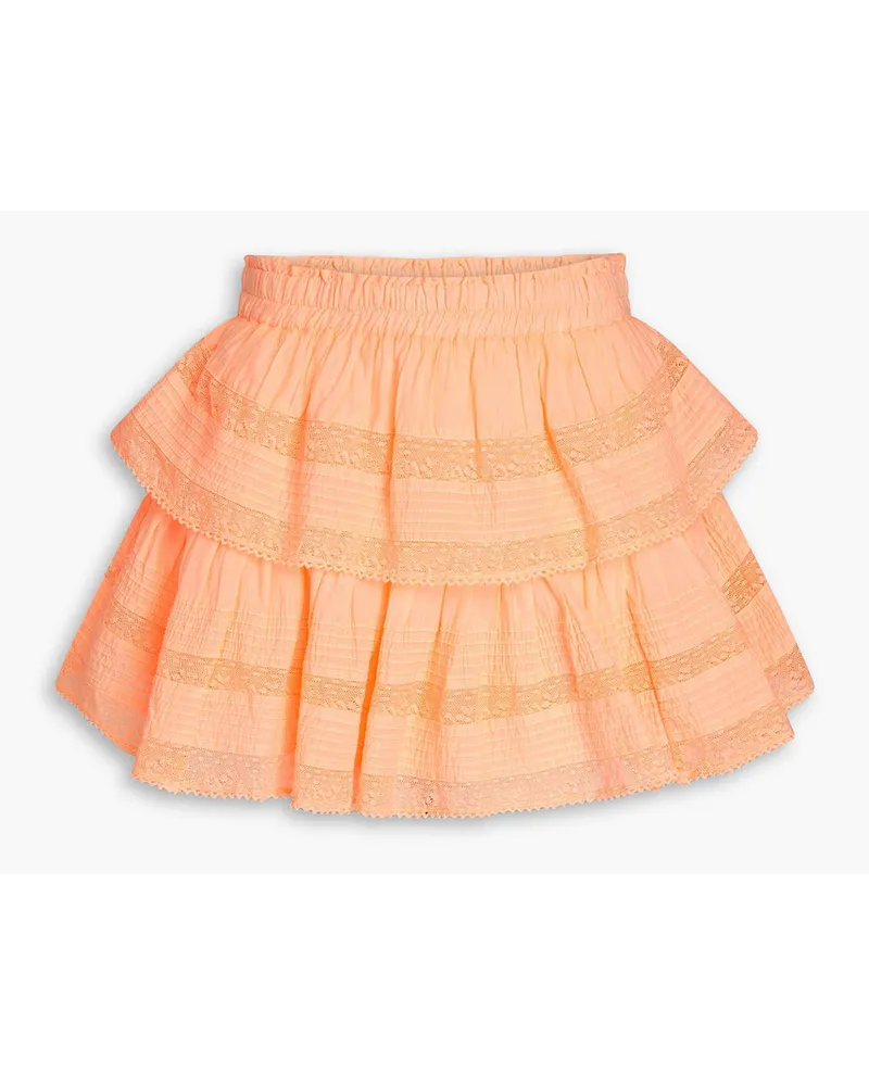 LoveShackFancy Ruffled tiered cotton mini skirt - Orange Orange