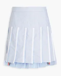 Thom Browne Pleated cotton Oxford and taffeta mini skirt - Blue Blue