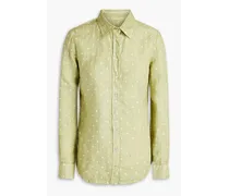 Swiss-dot linen shirt - Green