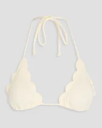 Marysia Broadway scalloped seersucker triangle bikini top - White White