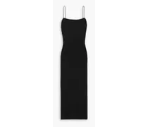 Ribbed stretch-cotton jersey midi dress - Black
