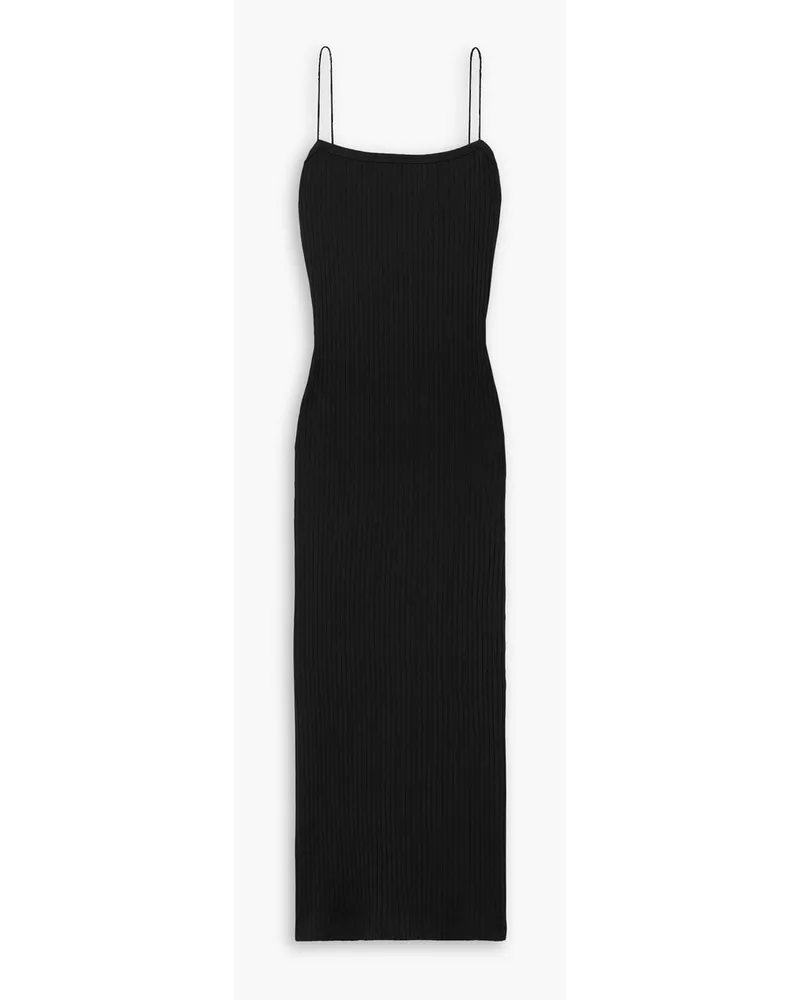 Helmut Lang Ribbed stretch-cotton jersey midi dress - Black Black