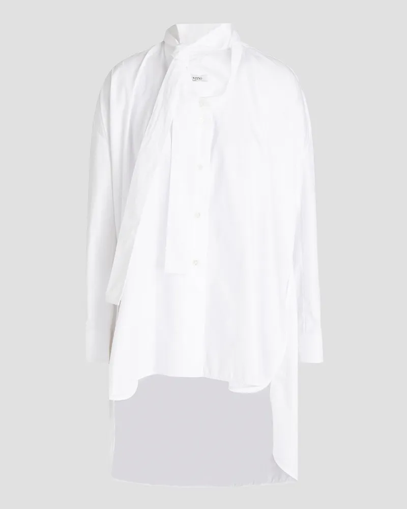 Valentino Garavani Embellished oversized cotton-poplin shirt - White White