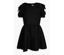 Bow-detailed wool and silk-blend crepe mini dress - Black