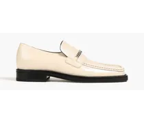 Chain-embellished patent-leather loafers - White