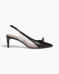 RED Valentino Sadie bow-detailed leather and PVC slingback pumps - Black Black