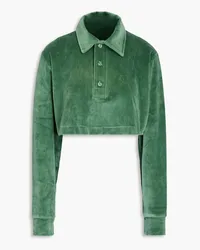 RE/DONE Cropped velour polo shirt - Green Green