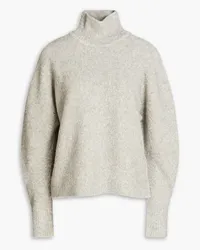 Theory Mélange bouclé-knit wool-blend turtleneck sweater - Gray Gray