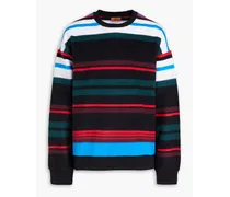Striped cotton-fleece sweatshirt - Black