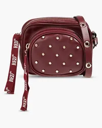 RED Valentino Double Disco studded leather shoulder bag - Burgundy Burgundy