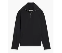 Cotton-blend jersey half-zip sweatshirt - Black