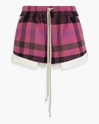 Rick Owens Checked cotton-flannel and cupro-satin shorts - Pink Pink