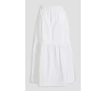 Tiered cotton-poplin maxi skirt - White
