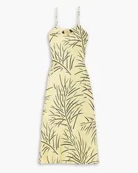 Rodarte Embellished printed silk-jacquard midi dress - Yellow Yellow