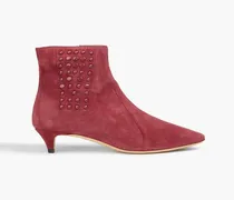 Studded suede ankle boots - Red
