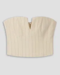 Zimmermann Luminosity pinstriped wool and cotton-blend herringbone bustier top - White White