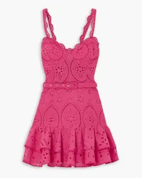 Charo Ruiz Marianne ruffled broderie anglaise cotton-blend mini dress - Pink Pink