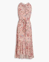 Heidi Klein Ruffle-trimmed paisley-print woven midi dress - Pink Pink