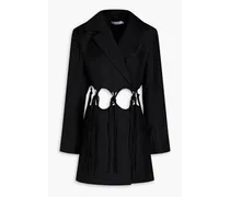 Cutout knotted wool-twill mini tuxedo dress - Black