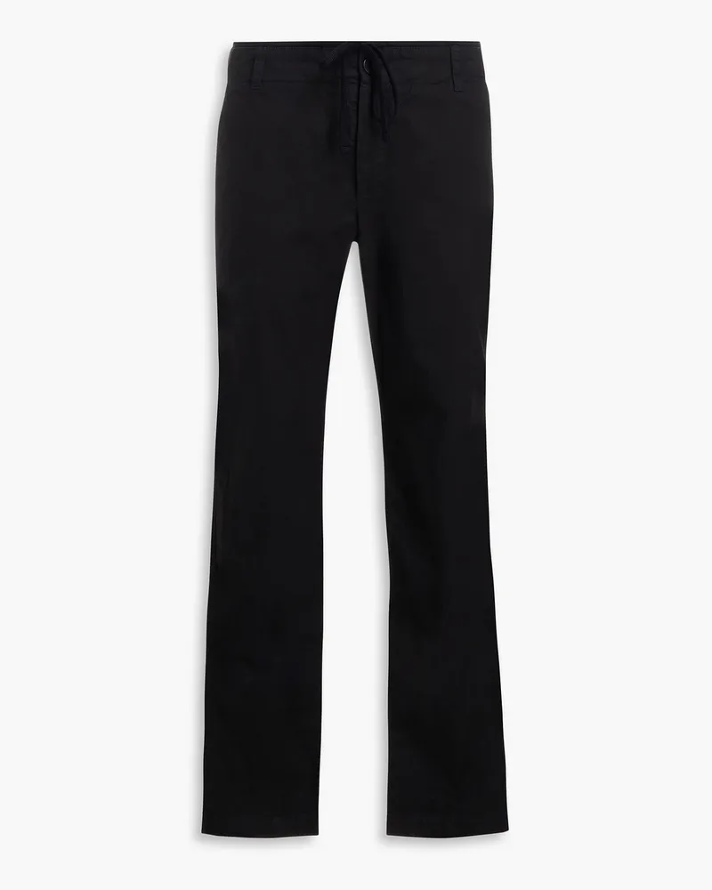 Slim-fit cotton-blend canvas pants - Black