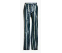 Striped leather wide-leg pants - Blue