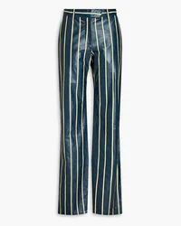 Valentino Garavani Striped leather wide-leg pants - Blue Blue