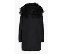 Oversized ruffled point d'esprit-paneled shell jacket - Black