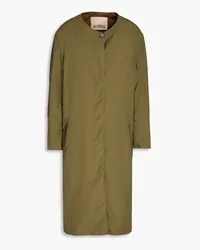 Karl Donoghue Leather-trimmed cotton-blend poplin coat - Green Green