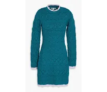 Philou pointelle-knit cotton mini dress - Blue