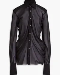 Maison Margiela Gathered stretch-silk chiffon shirt - Black Black