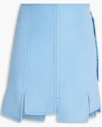 Ganni Asymmetric brushed wool-blend felt mini skirt - Blue Blue