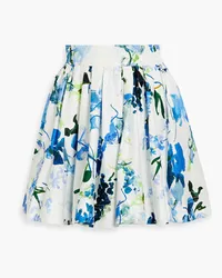 Aje. Cassis pleated printed cotton-poplin mini skirt - Blue Blue