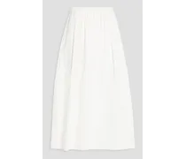 Ribbed slub woven midi skirt - White