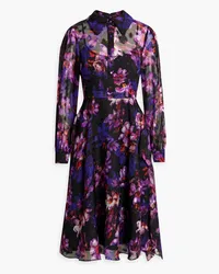 Mikael Aghal Draped floral-print fil coupé chiffon shirt dress - Purple Purple