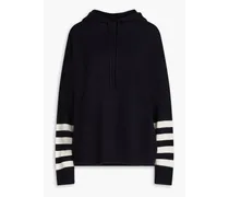 Striped wool and cashmere-blend hoodie - Blue