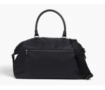 Leather-trimmed twill weekend bag - Black - OneSize