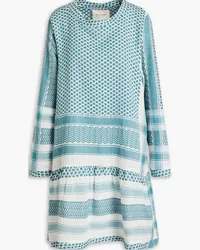 SUMMERY COPENHAGEN Whisper gathered cotton-jacquard mini dress - Blue Blue