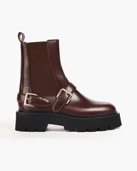 Sandro Buckled glossed-leather Chelsea boots - Brown Brown