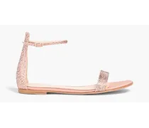 Crystal-embellished satin sandals - Pink