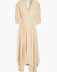 TOVE Veda gathered silk-crepon midi dress - Neutral Neutral